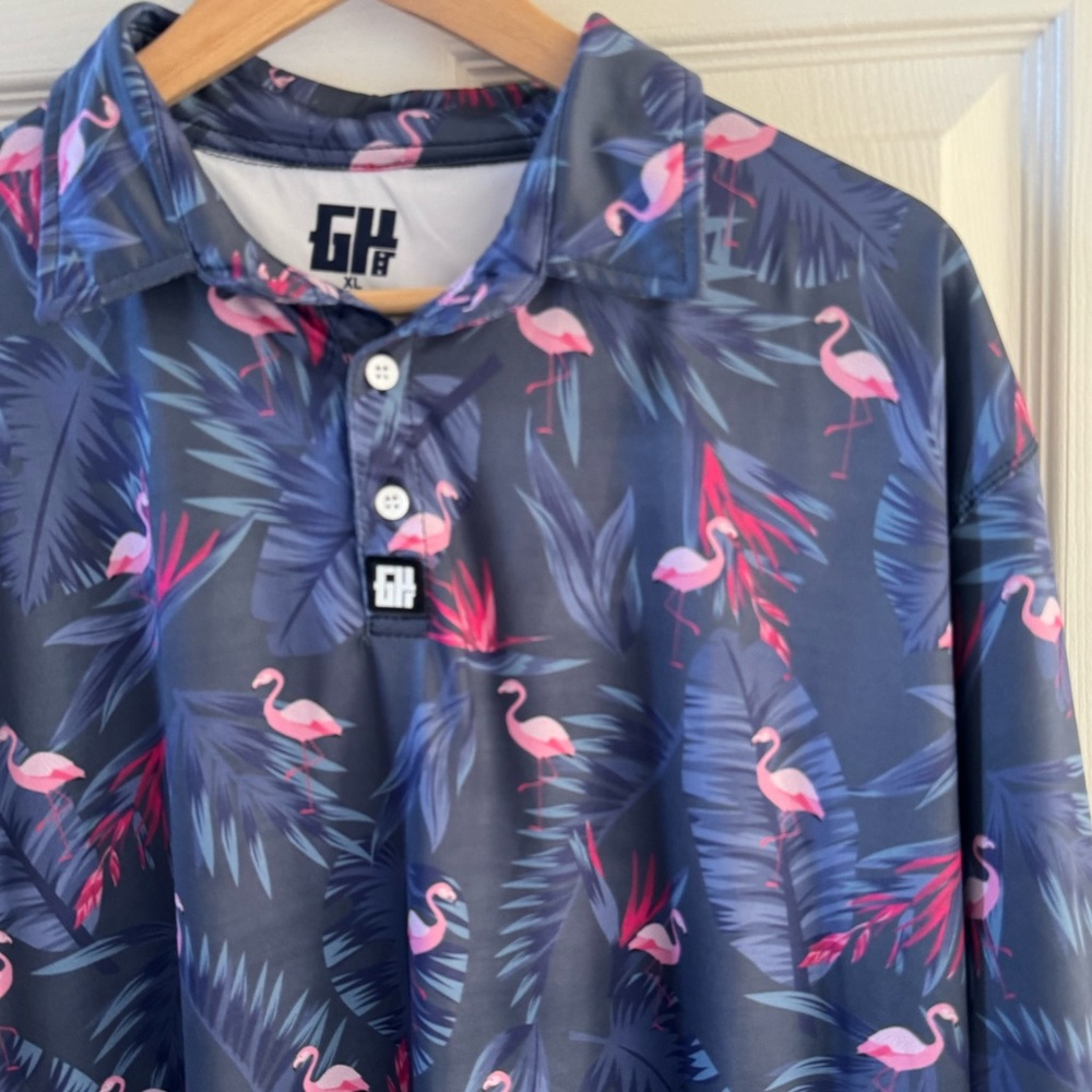 Greater Half Flaminbo Golf Polo Shirt Mens Flamingo XL